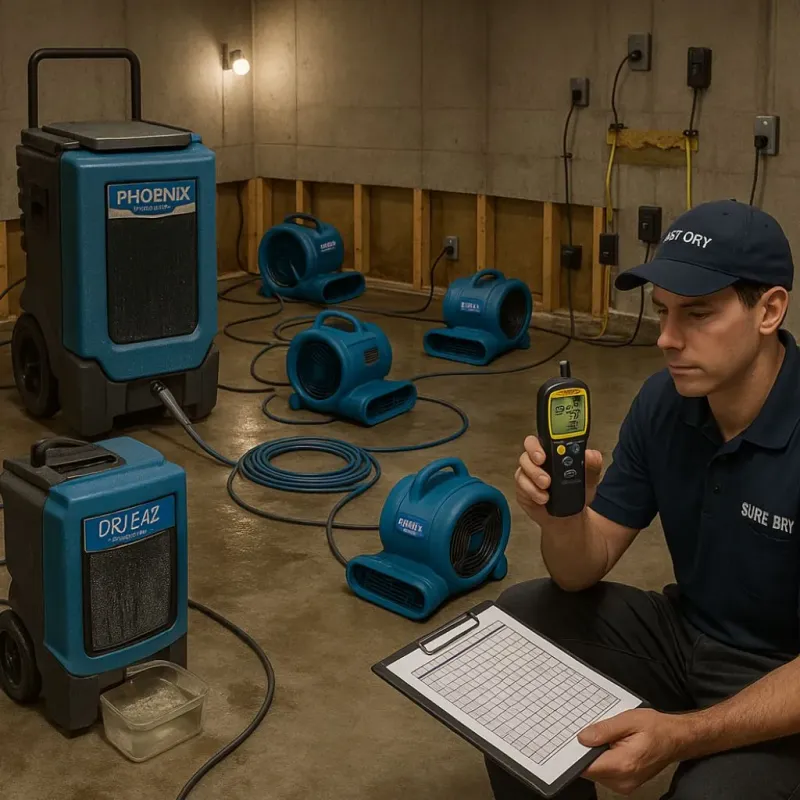 Structural Drying and Dehumidification process in Haven, KS